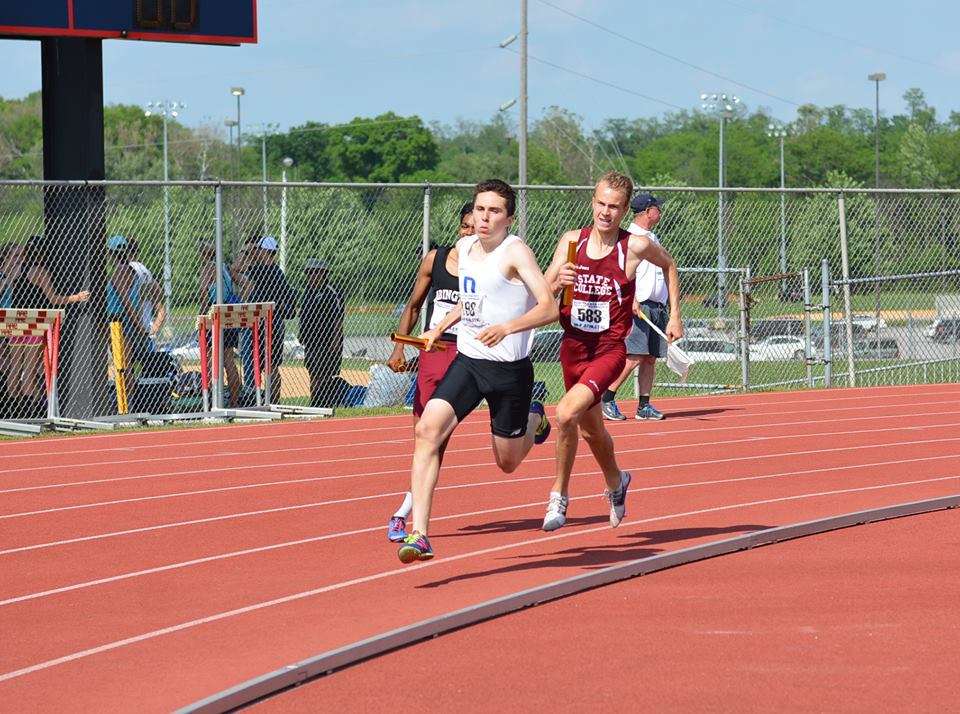 Boys compete in a track meet